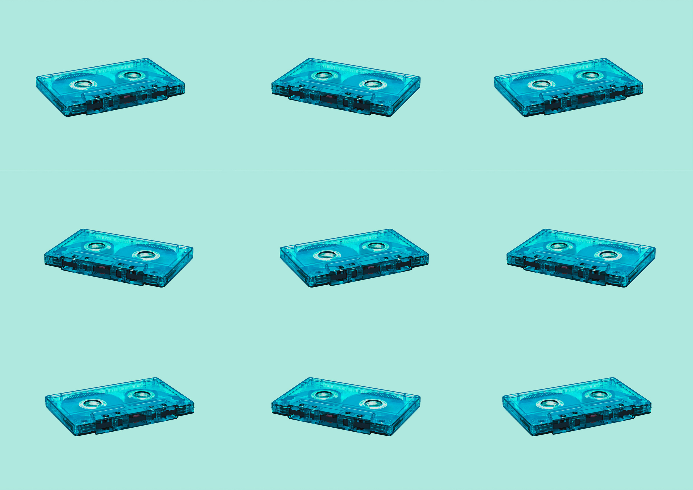 Cassette Tapes on Green Background